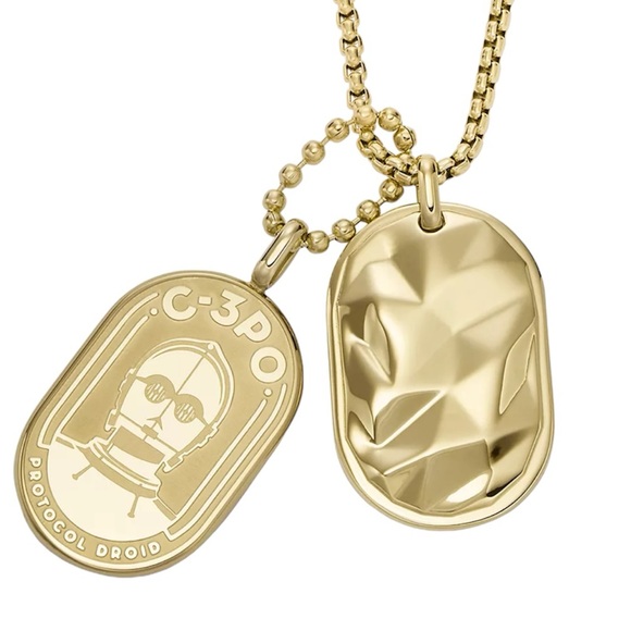 Star Wars™ C-3PO™ Gold-Tone Stainless Steel Dog Tag Necklace - Picture 1 of 5